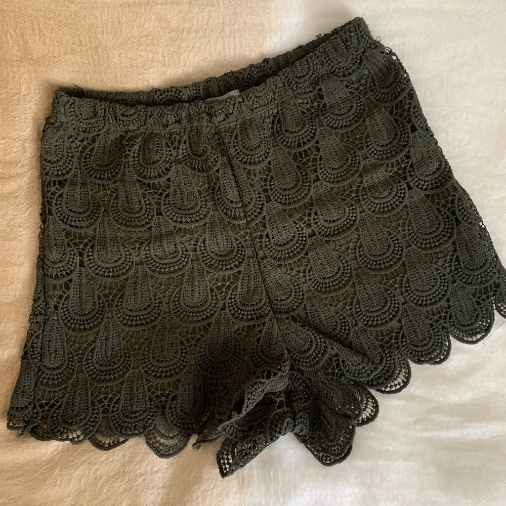 High Waisted Shorts, Lace Detail